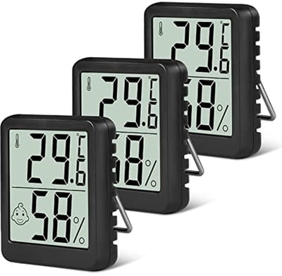 Mini LCD Thermometer en Hygrometer Set - Digitale Binnen Thermometers voor Babykamers, Woonkamers en Kantoor - Draadloze Luchtvochtigheidsmeters (3 Stuks)