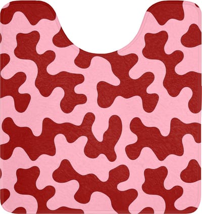 WC mat met uitsparing 55x60 cm - Antislip - Modern - Abstract - Rood - Toiletmat met uitsnijding - Vloermat - Douchemat - Toilet tapijt - Toiletmatten