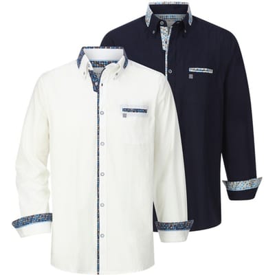 Babista herren Overhemden, Set Van 2 - 37/38 - wit - Plus Size