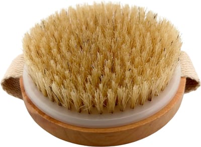 Dry Brushing - Droog Borstel - Anti Cellulitis Brush - Lichaamsborstel - Dry Brush - Borstel Met Natuurlijke Haren - Rond - Stimuleert Bloedsomloop