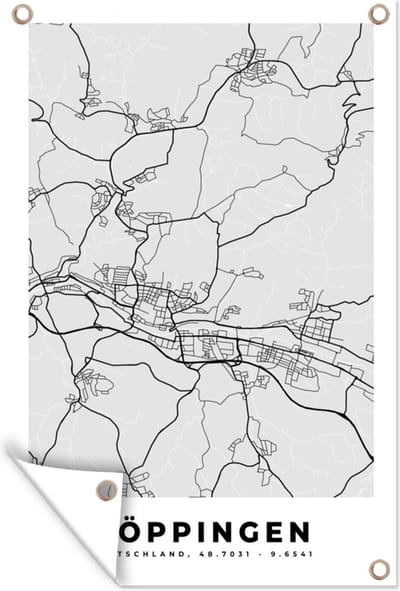 Muurdecoratie Göppingen - Kaart - Stadskaart - Plattegrond - Duitsland - 120x180 cm - Tuinposter - Tuindoek