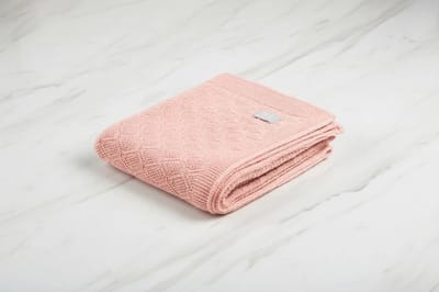 Deken van merino wol - Poeder roze - 75x95 cm - ruitjespatroon