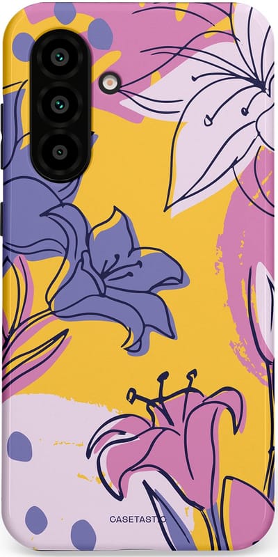 Casetastic Hoesje Geschikt voor Samsung A56 / A36 - Stijlvolle Beschermende Duo-layer Case - Paarse Lelie Kunst