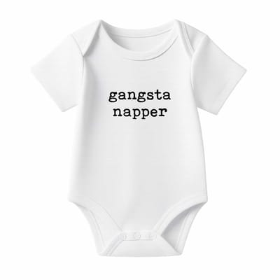 Romper Gangsta napper - wit - korte mouw