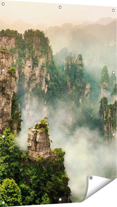 Gards Tuinposter Zhangjiajie Klif Bergen in China - 80x120 cm - Tuindoek - Tuindecoratie - Wanddecoratie buiten - Tuinschilderij