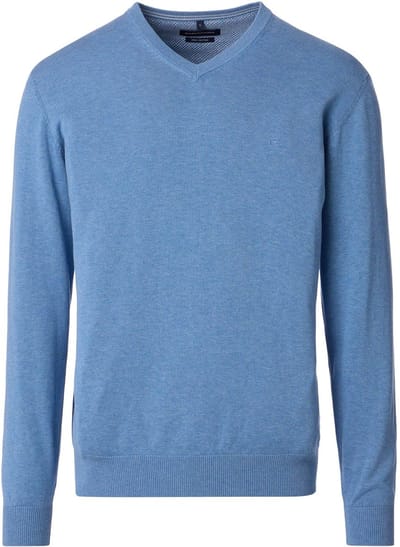 CASAMODA Pullover V-Hals Blauw - Maat M - Heren - Pullovers