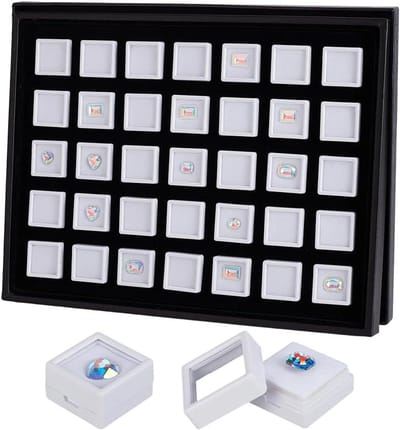 Edelsteen Display Box - Sieraden Opbergdoos - Collecties Presenteren - Transparant Acryl - 3 cm Vierkant - Wit