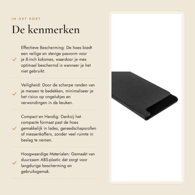 Dailygoods- Koksmessenhoes 8-inch - ABS Kunststof - Zwart - Compact - Bescherming - Verfijnd Ontwerp - Messenbescherming