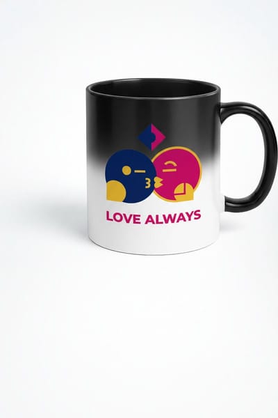 Magische Mok 'Love Always' - Warmtegevoelige Liefdesmok met Kusmotief
