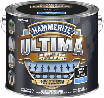 Hammerite Ultima - Zwart - 2,5 l - Zijdeglans - 7,5 m²/l - Afwerkingslaag