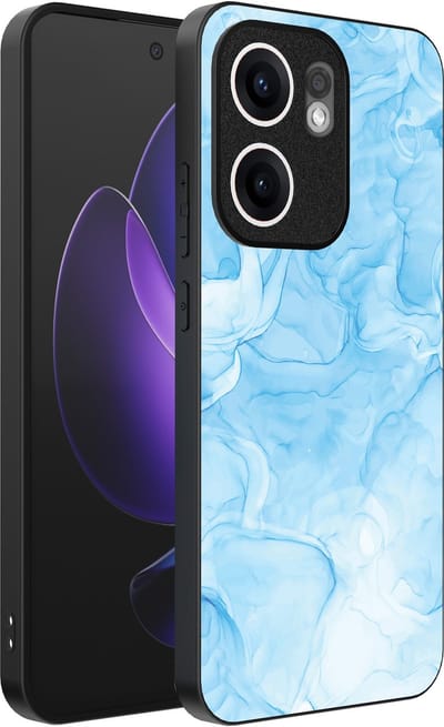 Smartphonica Telefoonhoesje Geschikt voor Oppo Reno 13F met marmer opdruk - TPU backcover case marble design - Lichtblauw geschikt voor Oppo Reno 13F