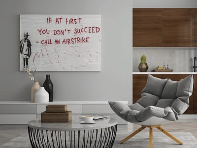 Canvas Schilderij - Banksy - If At First You Don't Succeed Call An Airstrike - 60x40x2 cm