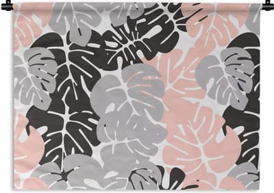 Wandkleed - Wanddoek - Monstera - Pastel - Patronen - Bladeren - 60x45 cm - Wandtapijt