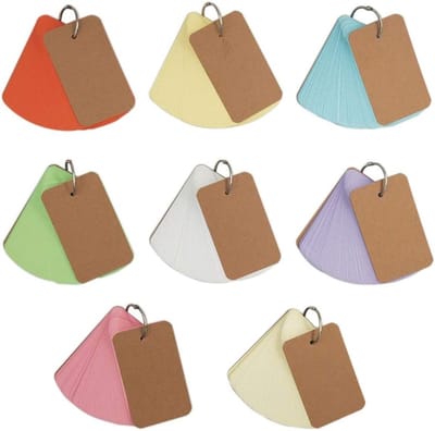 Multi-kleurige mini indexkaarten voor leren, notitiekaarten met ring, 400 vellen voor woordtraining en studie
