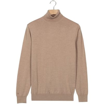 Thomas Maine Trui Merino Wool Rollneck Pullover Single Knit Licht Beige / male