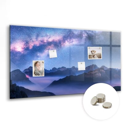 Tulup Glassboards - Melkweg Magneetbord - 120 cm x 60 cm - Paars Memobord Magnetisch - Gratis 5 Sterke Magneten - Minimalistisch Prikbord - Magnetisch Memobord - Magnetic Board - Notitiebord Werkplek - Memobord Glas