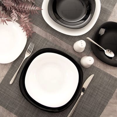 Orion Luna Serie - Platte Glazen Dinerbord - 26,5 cm - Zwart - Vaatwasser- en Magnetronbestendig