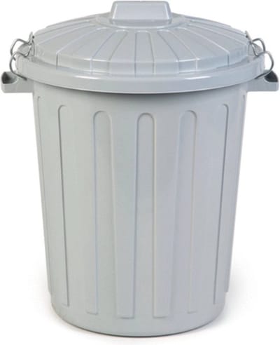 HL voederton 23 liter - voerton - grijs - kunststof - met deksel - Ø34x42 cm - rond