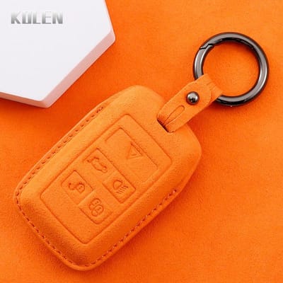 Leren Autosleutelhoesje Cover Shell Voor Land Rover Range Rover Evoque Discovery Sport Velar Voor Jaguar Xe E-Pace Xf Keyless orange