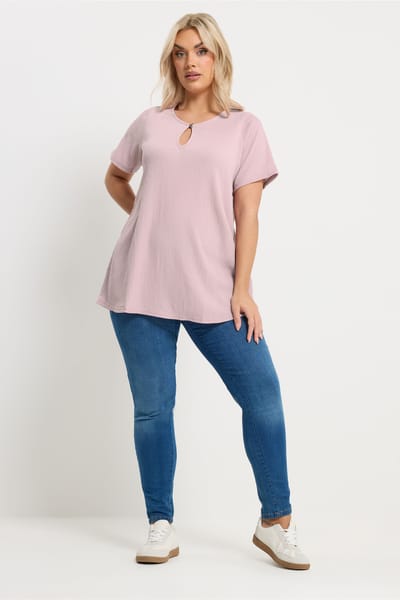 Yours Lichtroze Getextureerde Top Met Keyholedetail Size 42