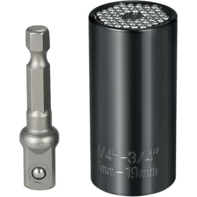 Jeu de douilles et adaptateurs pour perceuse électrique, clé métrique universelle multifonctionnelle de 7 à 19 mm noir