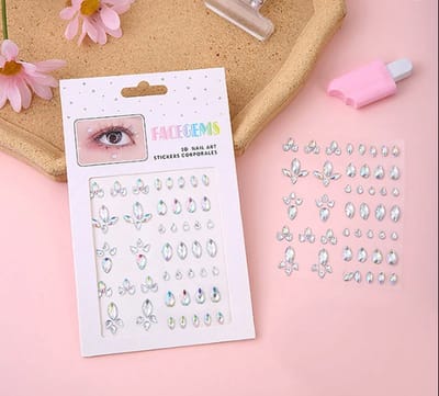 Hiden - Face Jewels - Face Glitter - Gezicht Stickers Glitter Steentjes - Stippen - Festival - Carnaval - Diamond Colors