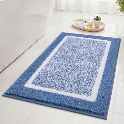 Badmat Microvezel - Badkamertapijt Zacht - Voeten Drogen - Extra Absorberend - 50 x 80 cm - Blauw