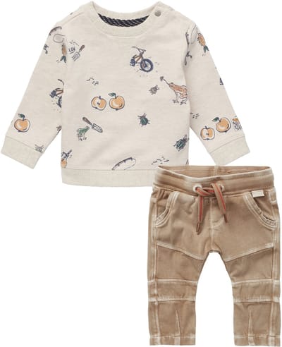 Noppies - Kledingset - 2delig - Broek Trail Rabbit - Sweater Hermosillo Oatmeal - Maat 68