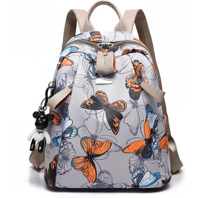 Sac à dos anti-voleur imprimé papillon plume femme tissu Oxford imperméable voyage cartable décontracté marque dames sac à dos grande capacité pour adolescents gray