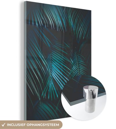 MuchoWow® Glasschilderij 30x40 cm - Schilderij acrylglas - Palm - Palmboom - Tropisch - Foto op glas - Schilderijen