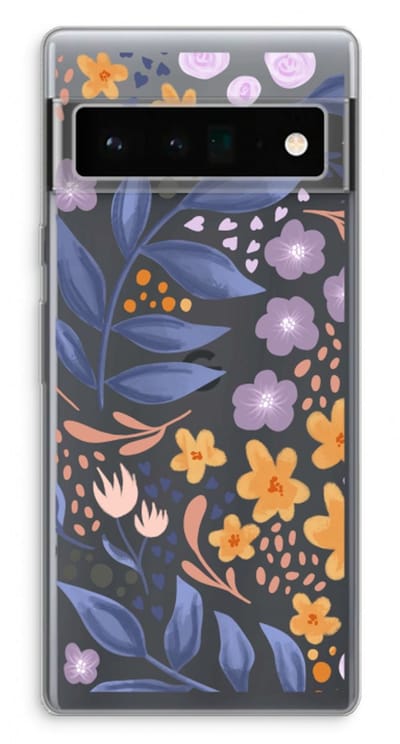 Case Company® - Hoesje geschikt voor Google Pixel 6 Pro hoesje - Flowers with blue leaves - Soft Cover Telefoonhoesje - Bescherming aan alle Kanten en Schermrand