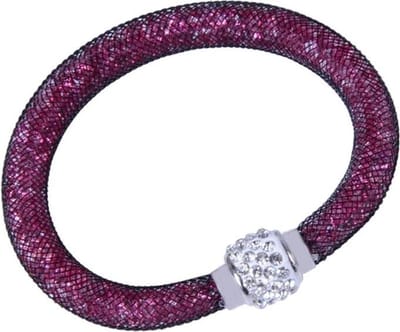 Fako Bijoux® - Armband - Sterrenstof Disco Dots - Zwart/Fuchsia