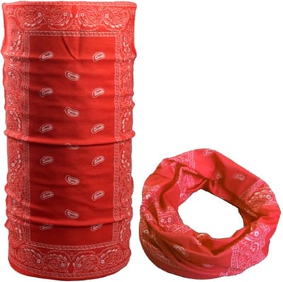 Fako Fashion - Colsjaal - Gezichtsmasker - Bandana - Nekwarmer - Sjaal - Col - Microfiber Faceshield - Paisley Rood