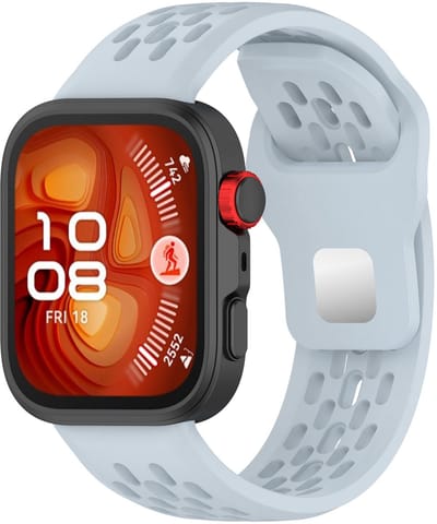 Stravo Sportief Siliconen Bandje Geschikt voor Huawei Watch Fit 5 / Watch Fit 5 Pro / Watch Fit 4 / Watch Fit 4 pro / Watch Fit 3 – Ademend & Comfortabel Horlogeband – Grijsblauw