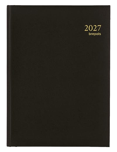 Brepols bureau agenda 2027 - EURO [0.224] - LIMA - Bureau agenda - 1 dag op 1 pagina - Dagoverzicht - Zwart - 14.8 x 21 cm