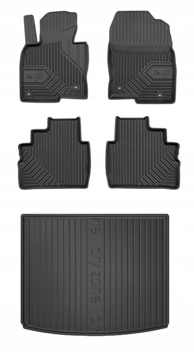 Frogum Voordeelset - Automatenset No.77 + Dry Zone Kofferbakmat - Geschikt voor Mazda CX-5 II (vanaf 2017) - Hoge laadvloer - TPE Rubber - Zwart