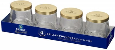 Gouda refill / theelichthouder transparant 9 cm set van 4
