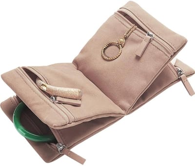 Sieradenorganizertas met rits - Sieradenorganizer voor dames, opvouwbaar sieradendisplayzakje, sieradenopbergdoos voor kettingen, oorbellen, ringen, armbanden - bruin