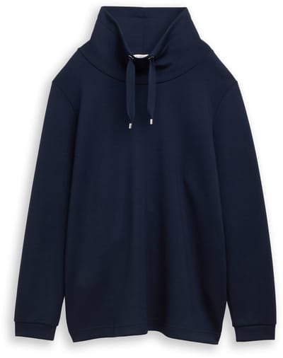Tom Tailor - Plus Size - Scuba-sweatshirt met opstaande kraag - Maat 44 - sky captain blue