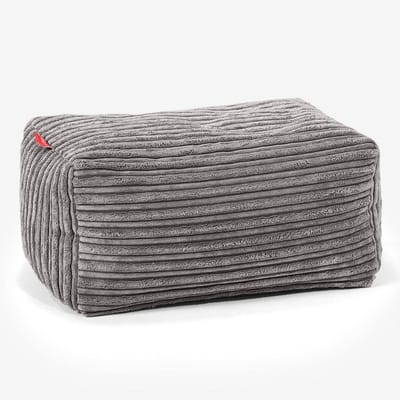 Comfortabele Corduroy Poef Zitzak - Graphite Grijs - Moderne Voetsteun voor Woonkamer