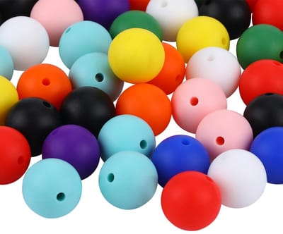 Siliconen kralen voor het maken van sleutelhangers, ronde focale kralen voor pennen, doe-het-zelf sieraden, knutselbenodigdheden (regenboog)