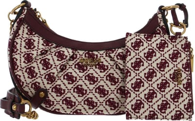 GUESS Schoudertas Clelia Crossbody Top Zip Merlot Logo Crème