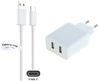 OneOne 2.4A lader met 2 poorten + 1,5m sterke USB C kabel. Oplader adapter past op Samsung Galaxy C7 Pro, C9 Pro, F02s, F13, F22, F23, F52, M22, M23, M15, A34, A54, A24, A14, A05, F04, F34, F54, A15, A35, F15, M14, M04, M34, F55