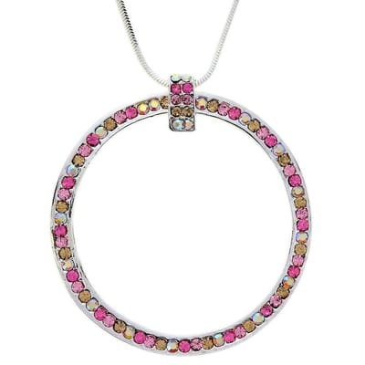 Behave - Ketting met ronde hanger en multi-color stenen, nikkelvrij - Trendy modeaccessoire - 41 cm + 7,5 cm verlengketting