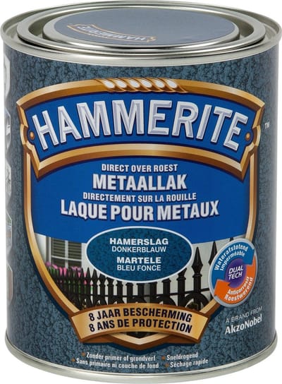 Hammerite Metaallak Hamerslag - Donker Blauw - Donker Blauw - 750 ml - 10 m²/l - Afwerkingslaag