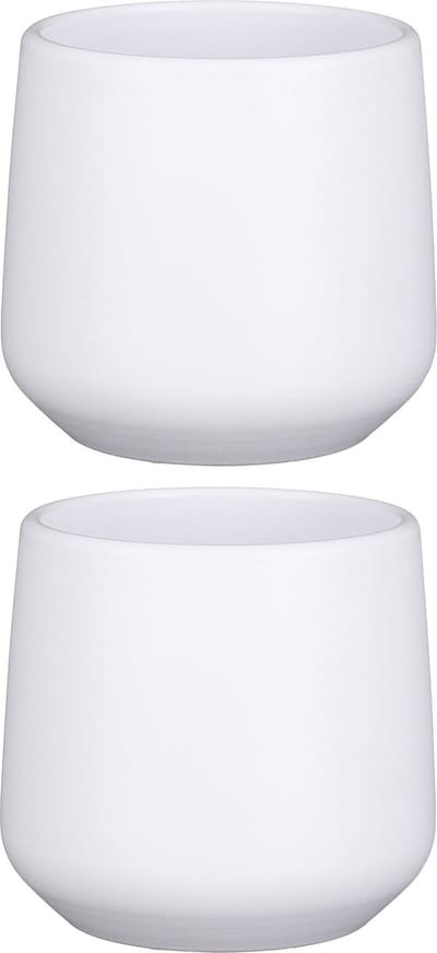 Mica Decorations Bloempot/plantenpot - 2x stuks - mat wit - H13.5 x D14 cm - keramiek - voor kamerplant
