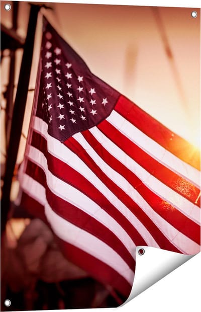 Gards Tuinposter Amerikaanse Vlag - Verenigde Staten - 60x80 cm - Tuindoek - Tuindecoratie - Wanddecoratie buiten - Tuinschilderij