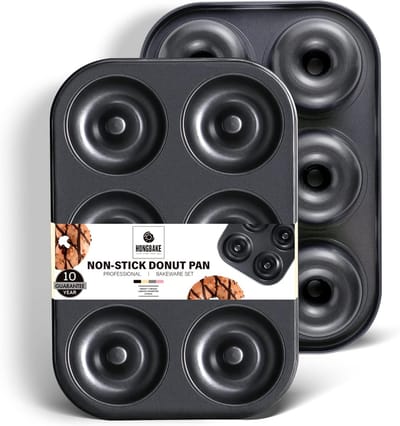 2-Pack Anti-Aanbak Donut Bakvorm voor Oven – 6 Holtes per Pan, Geschikt voor Mini Bagels