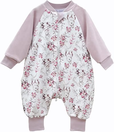 Warme babyslaapzak met voetjes en lange mouwen, 1.5 TOG, fleece voor peuters