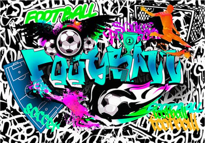 Fotobehangkoning - Behang - Vliesbehang - Fotobehang Graffiti Muurschildering - Straatkunst - Sports Graffiti - 150 x 105 cm